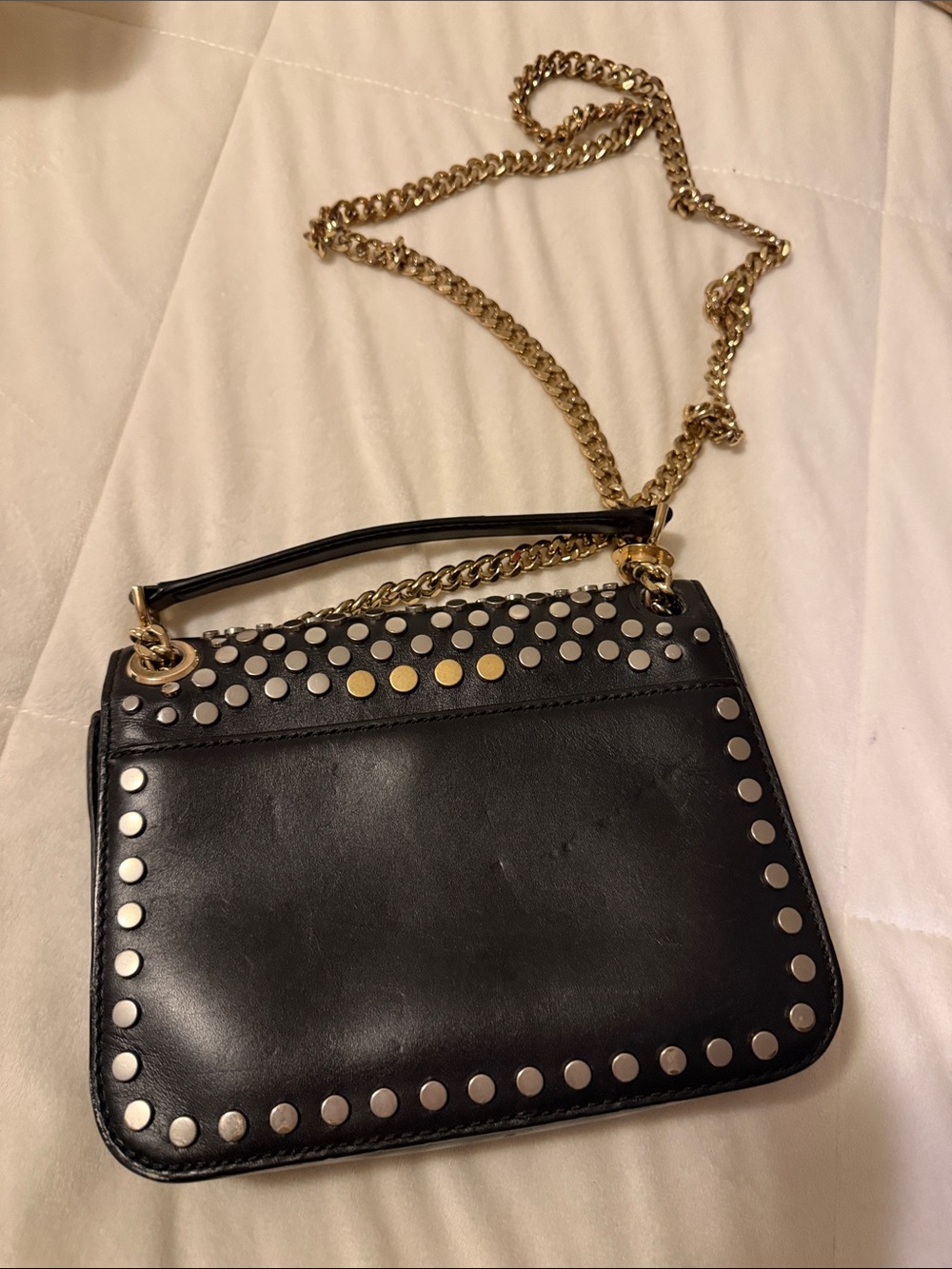 Michael Kors Black Leather Crossbody with Gold and Silver Studs - Picture 2 of 5